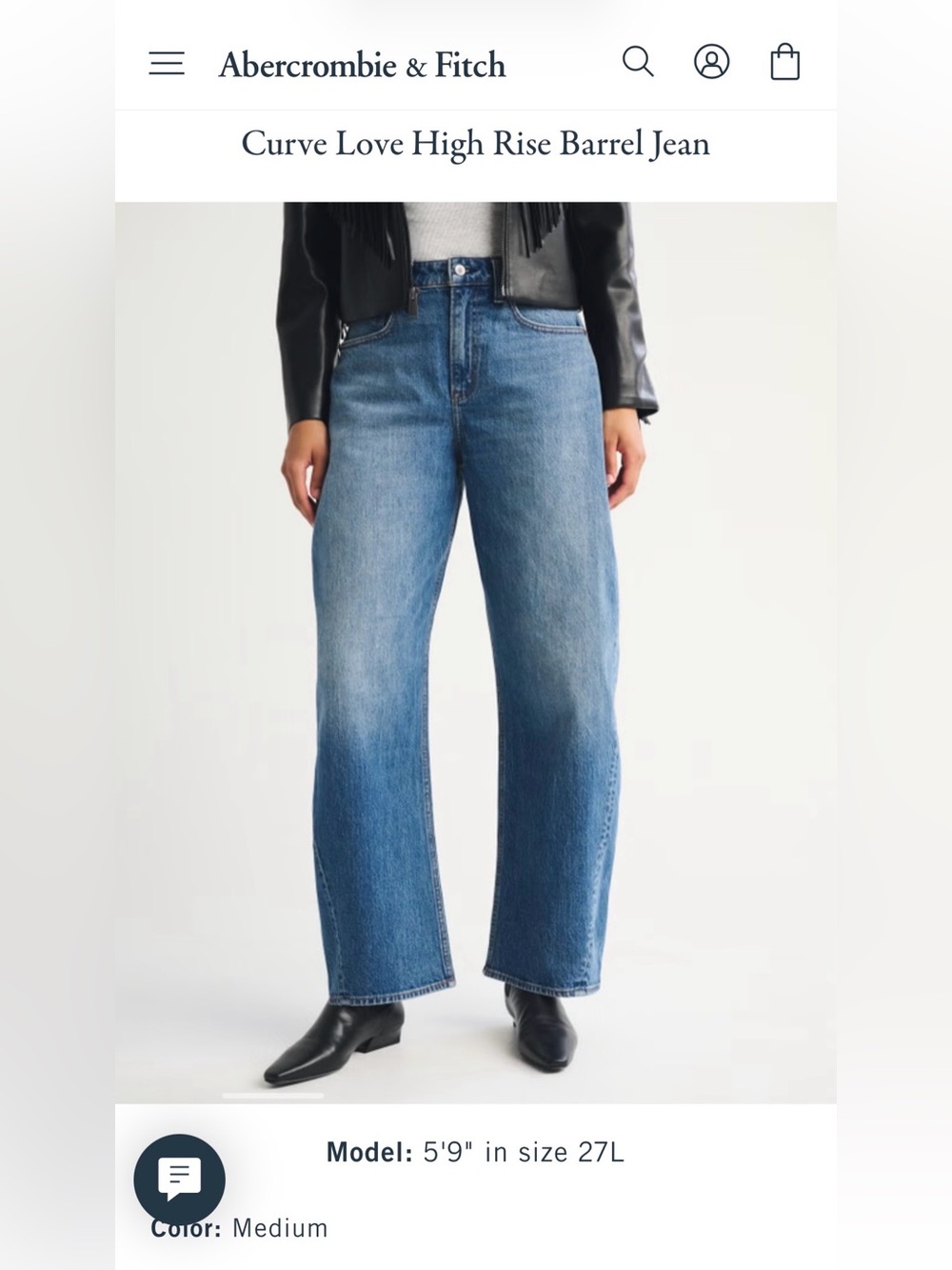 Abercrombie & Fitch Curve Love High Rise Barrel Jean NWT